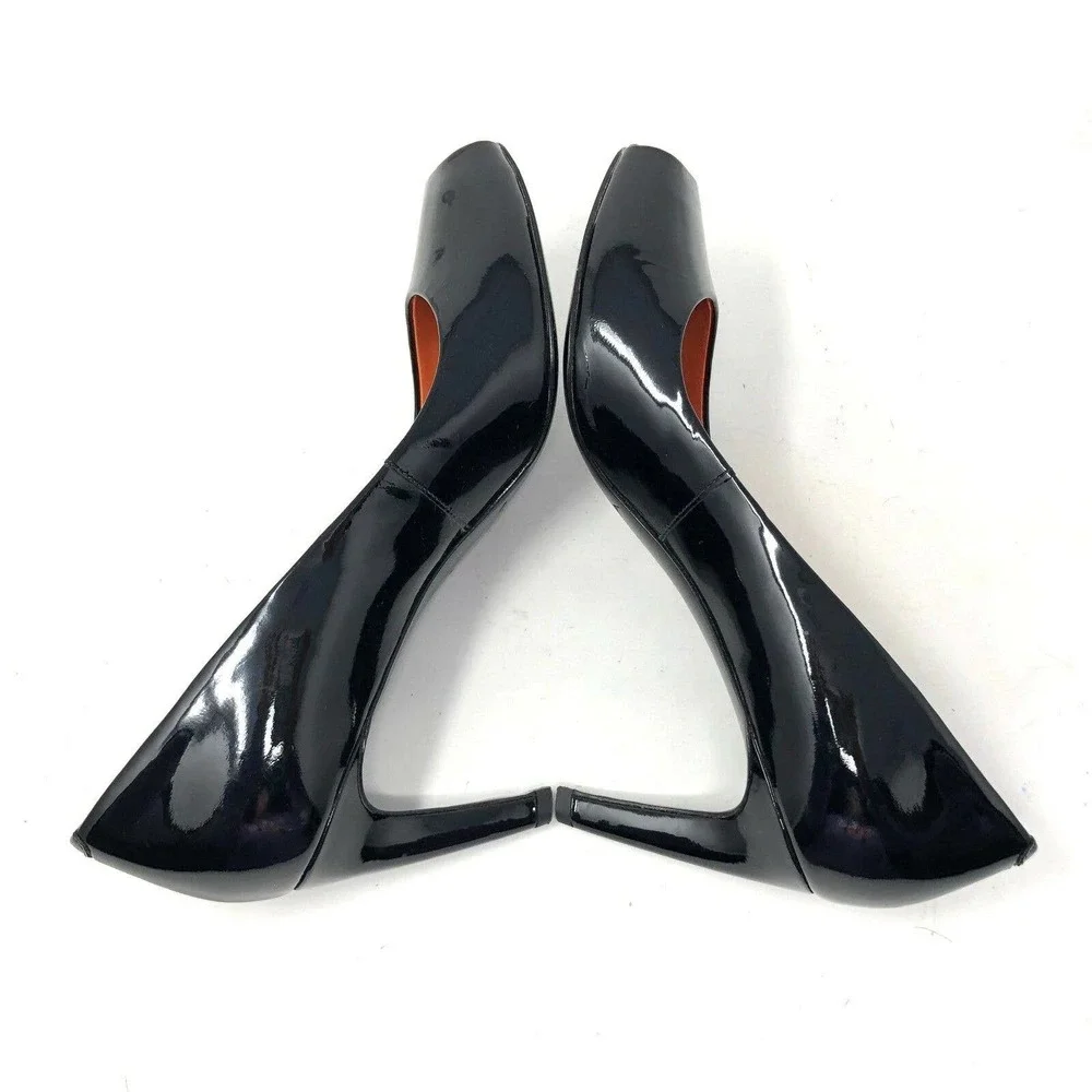 Via Spiga Frankie Pump Black Patent Leather‎ Peep Toe Heel Womens Size 6.5 M